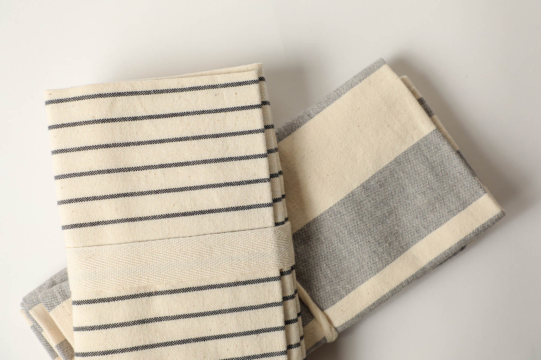 Kitchen Towels - Grey Broad Stripe, Set of 2, Gives to World Central Kitchen
