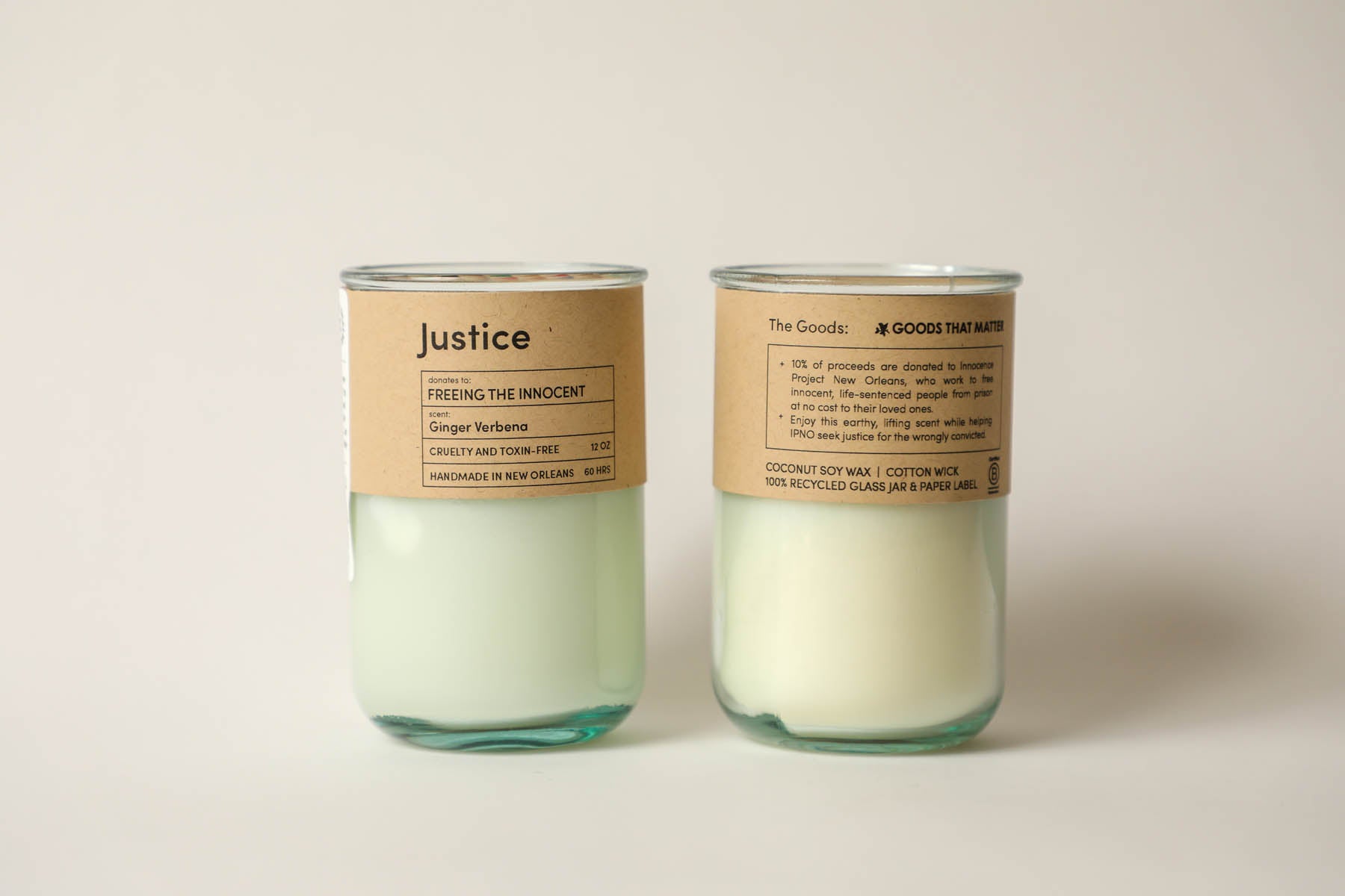 Justice, Innocence Project New Orleans / Ginger Verbena Scent: Candles for Good