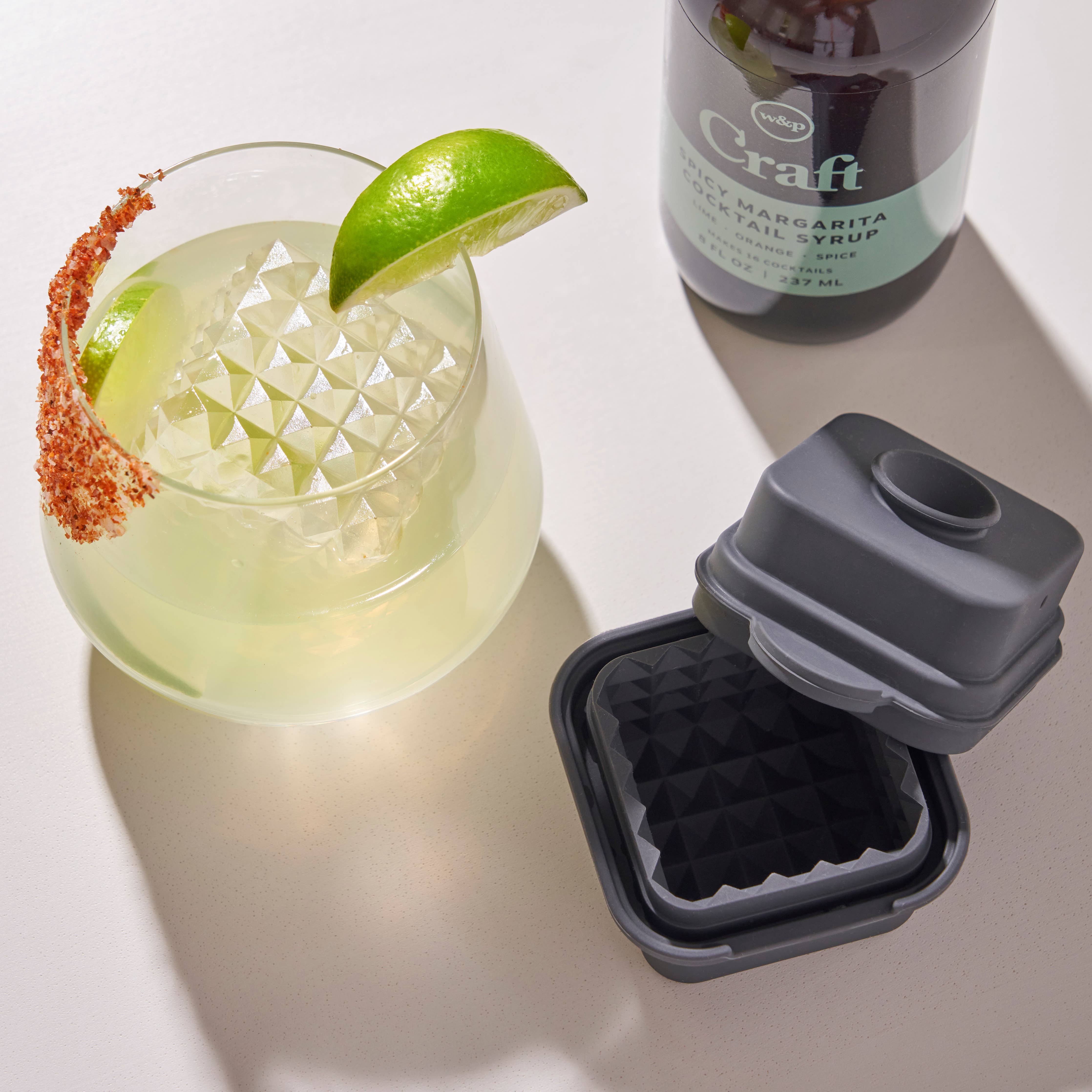 Cocktail Art Ice Cube Holiday Silicone Ice Tray- Single Mold: Prism