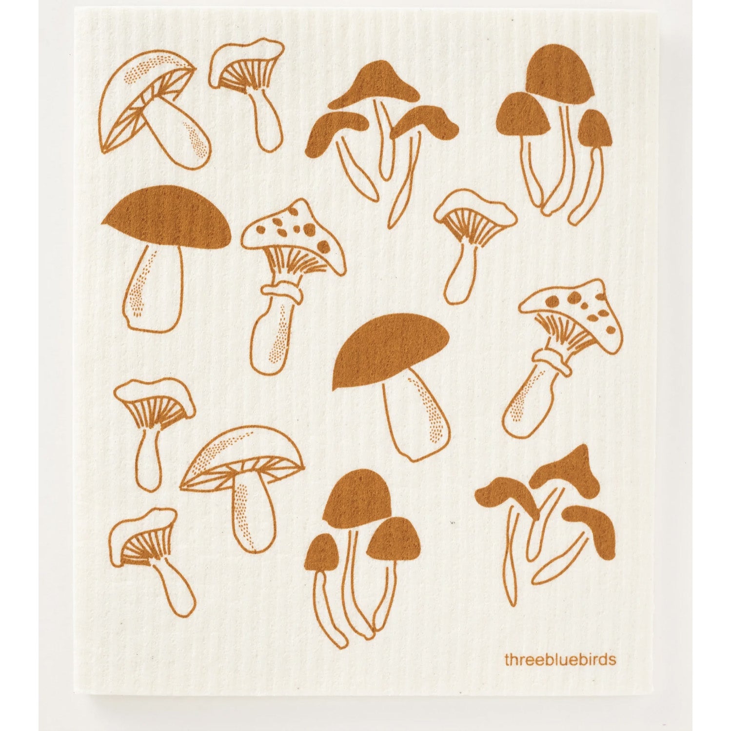 Swedish Dishcloth - Fungi, Brown Mushrooms