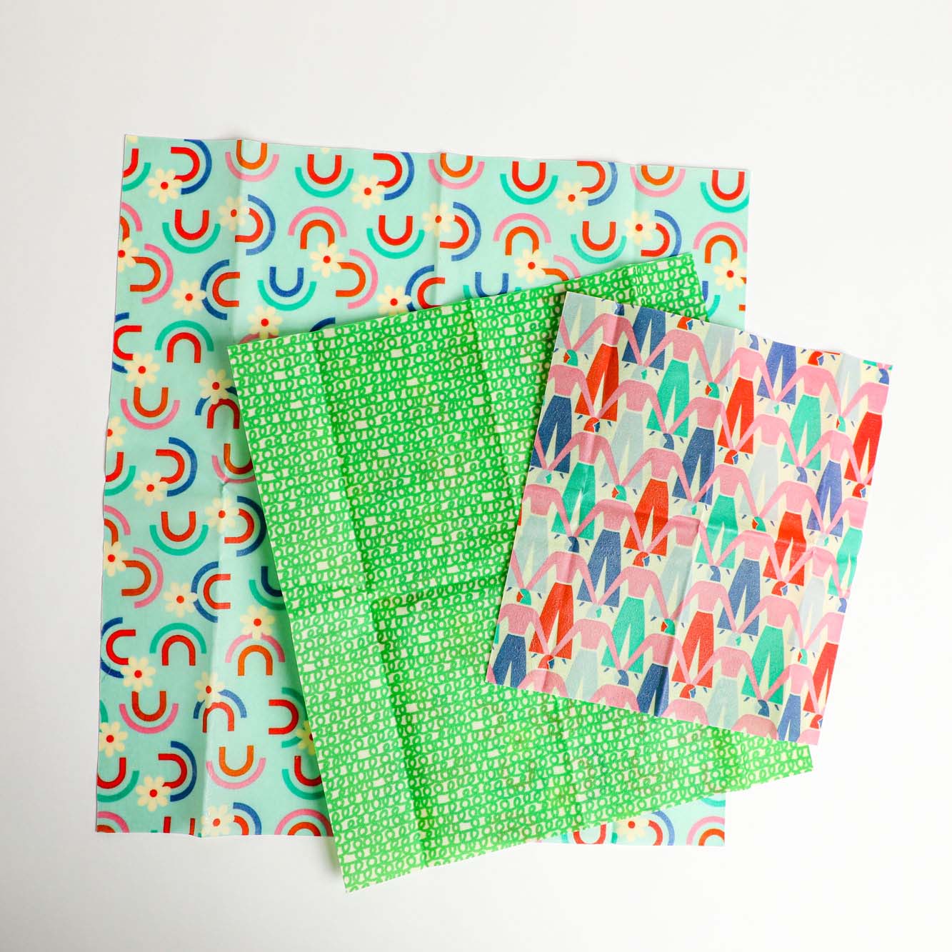 Beeswax Food Wraps - Let's Link Arms Set, Organic Cotton, gives to World Central Kitchen