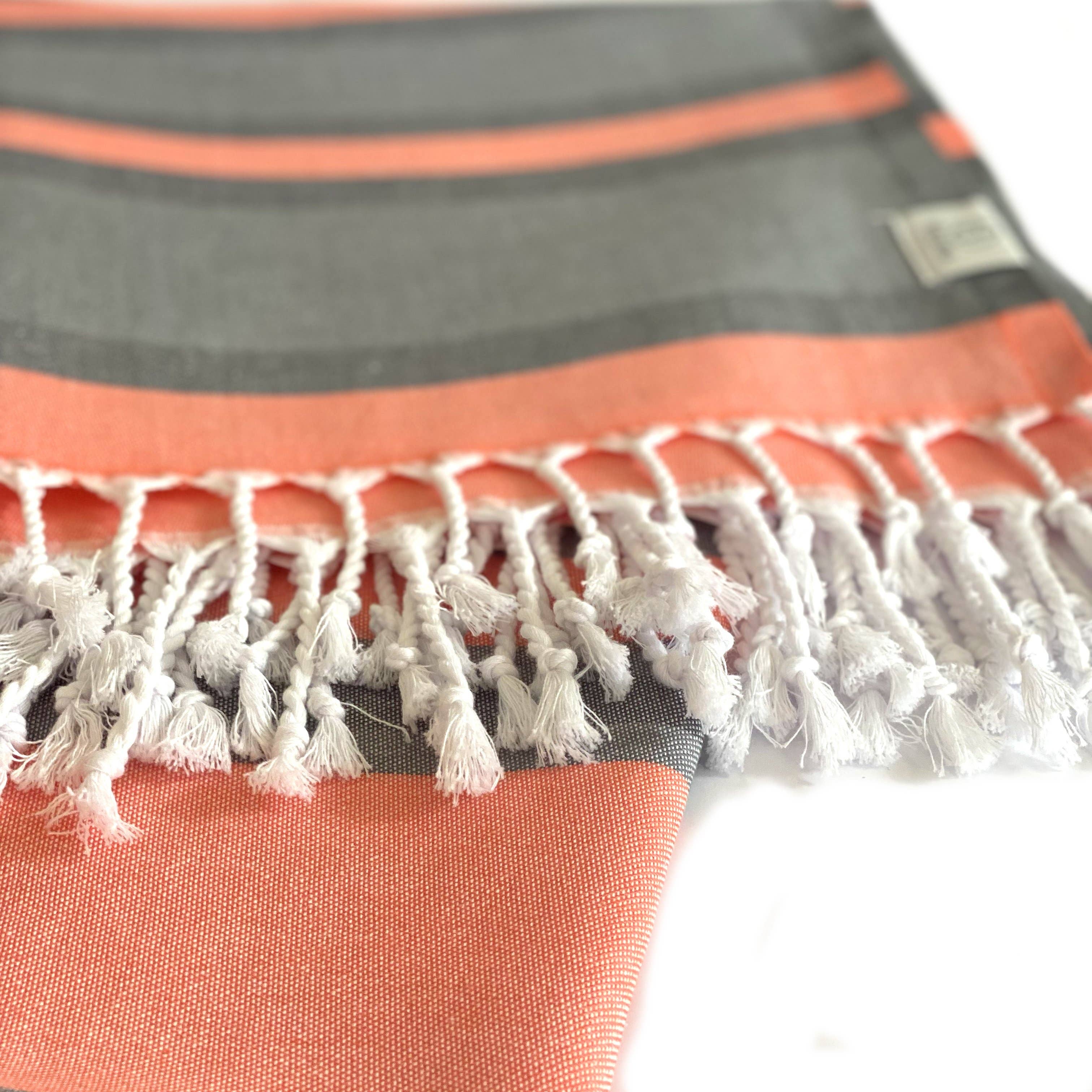 Samara Gray & Orange Turkish Towel