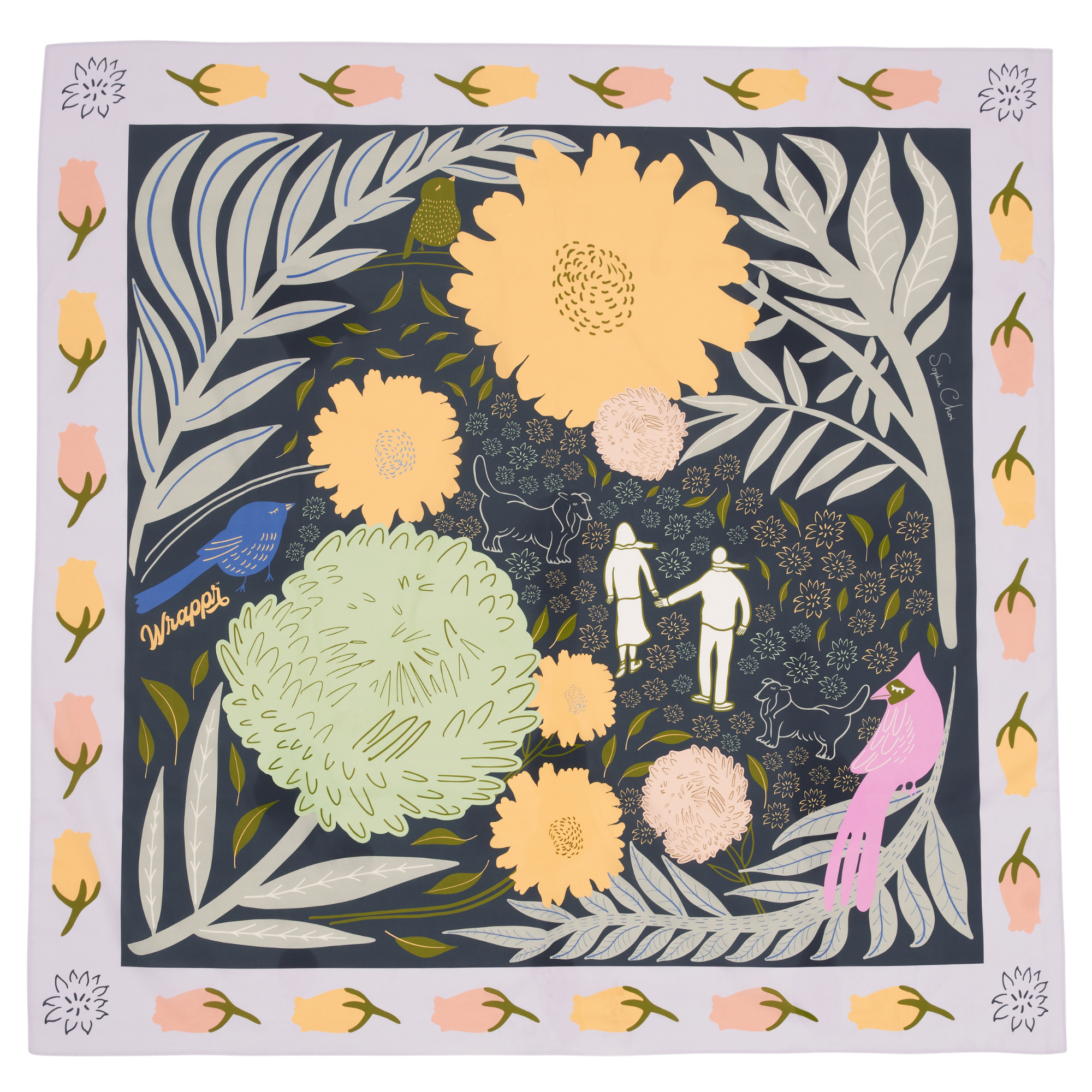 Love Story | 50" Furoshiki Gift Wrap printed on Organic Cotton