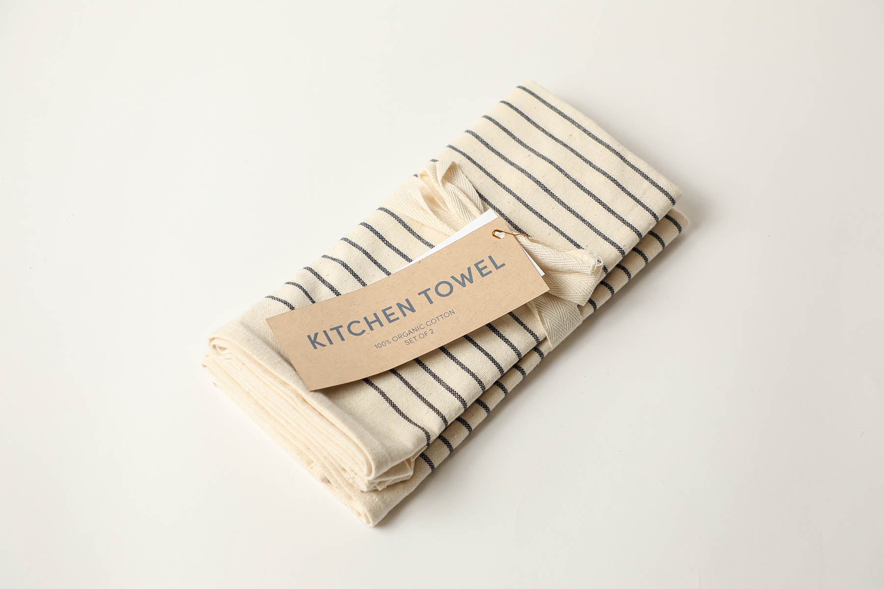 Kitchen Towels - Cream Stripe, Set of 2, Gives to the Land Institute