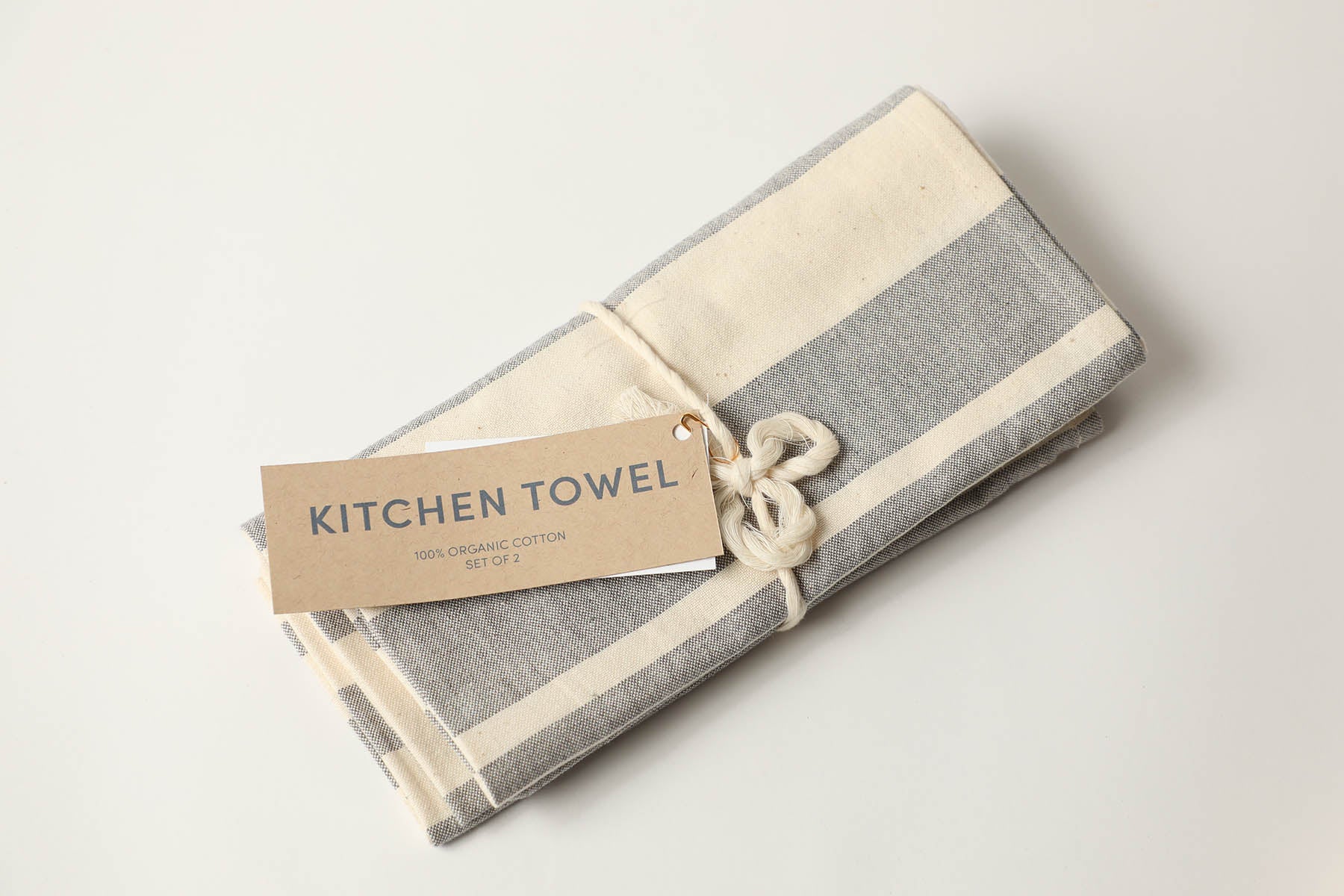 Kitchen Towels - Grey Broad Stripe, Set of 2, Gives to World Central Kitchen