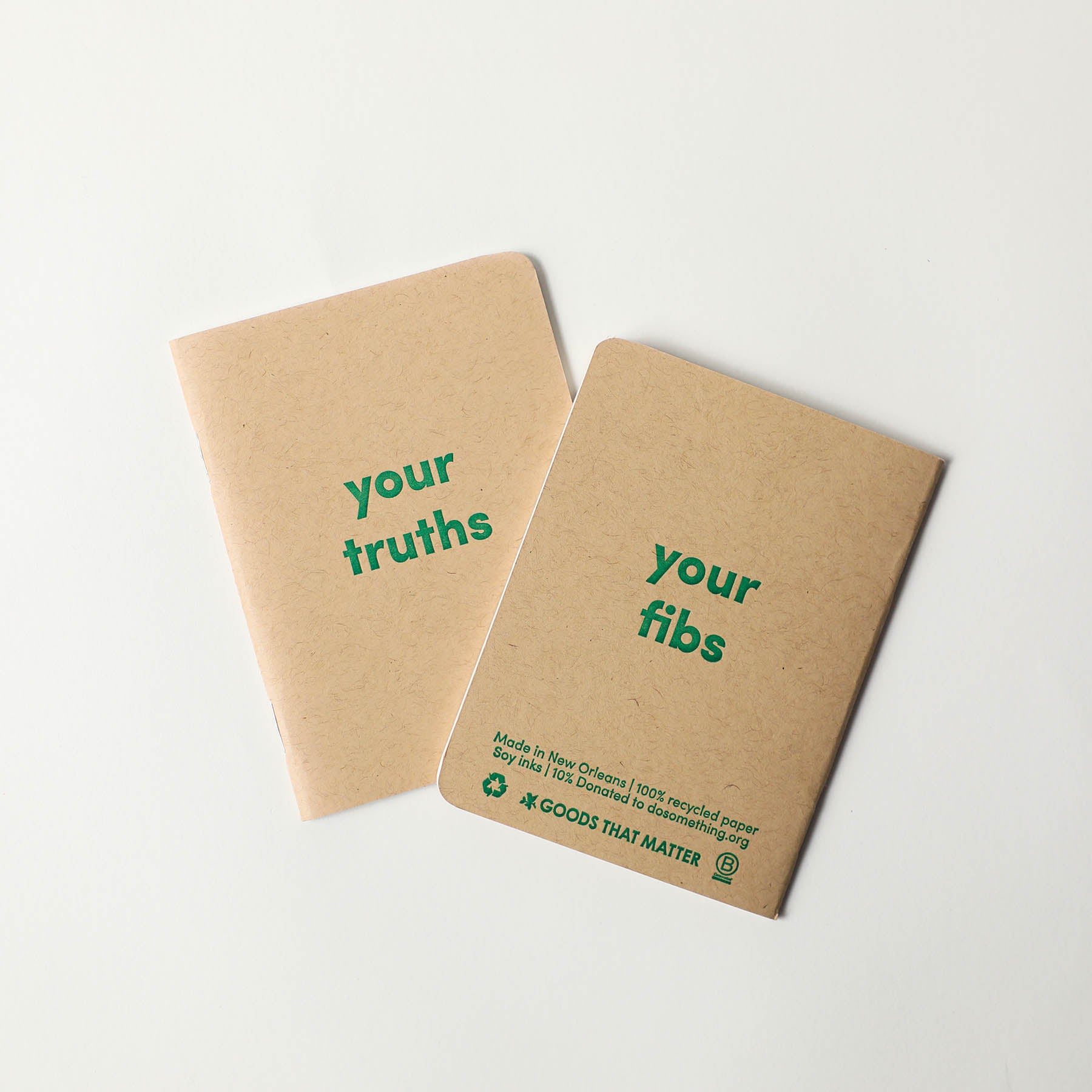 your truths/your fibs, mini pocket 3.5" x 5" Letterpress, Blank Notebooks