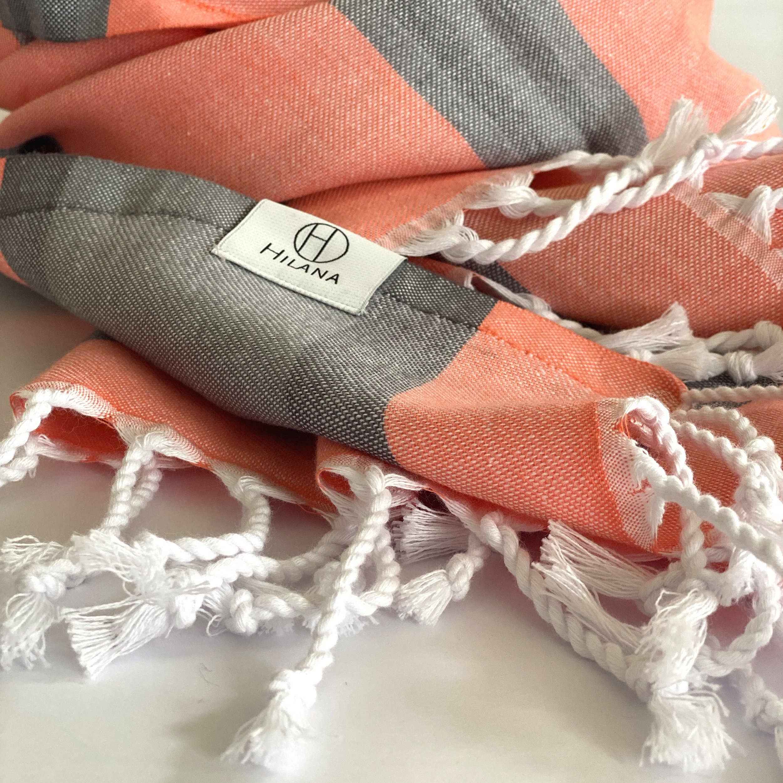 Samara Gray & Orange Turkish Towel
