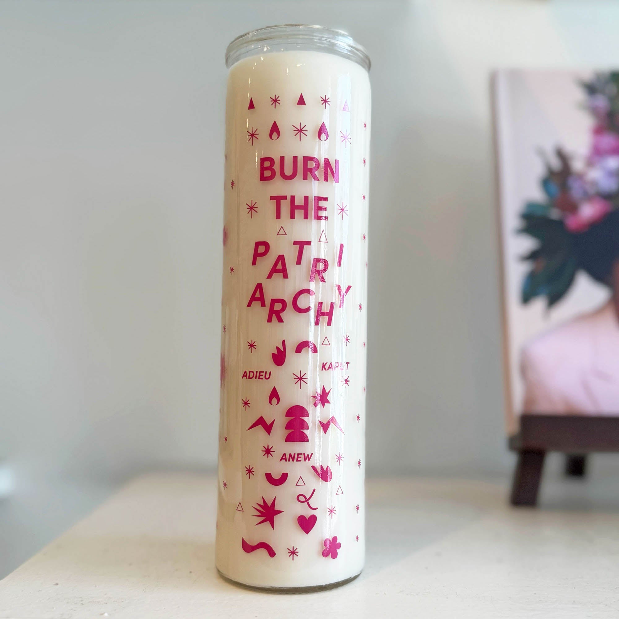 Burn the Patriarchy Candle - Gives to Female Empowerment, 80 hour Intention Candle