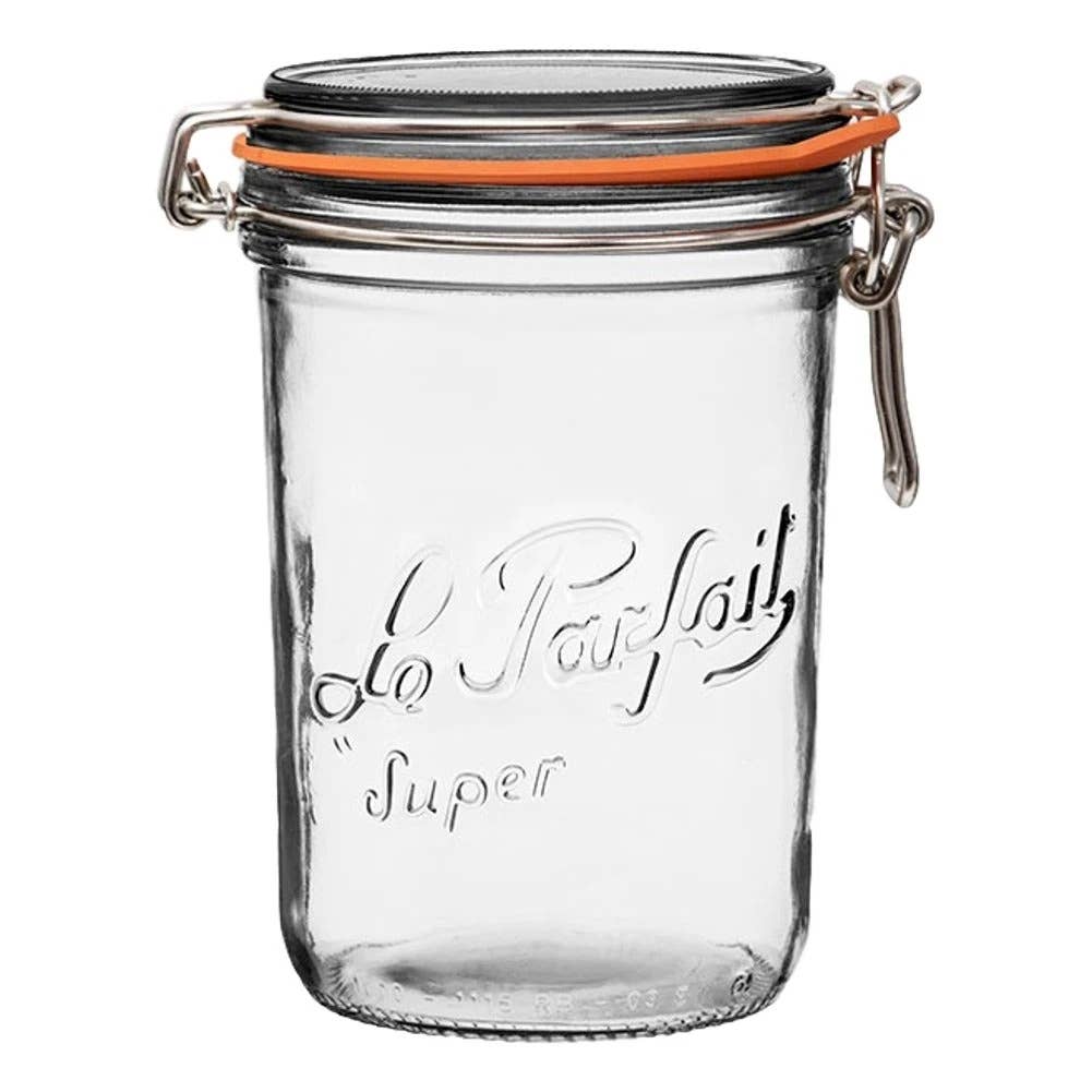 1L Tapered French Glass Jar with Airtight Rubber Seal - Le Parfait
