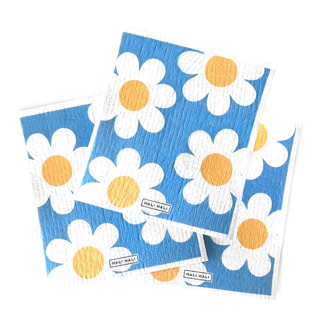 Swedish Dishcloth 3pc Square Set - Daisy