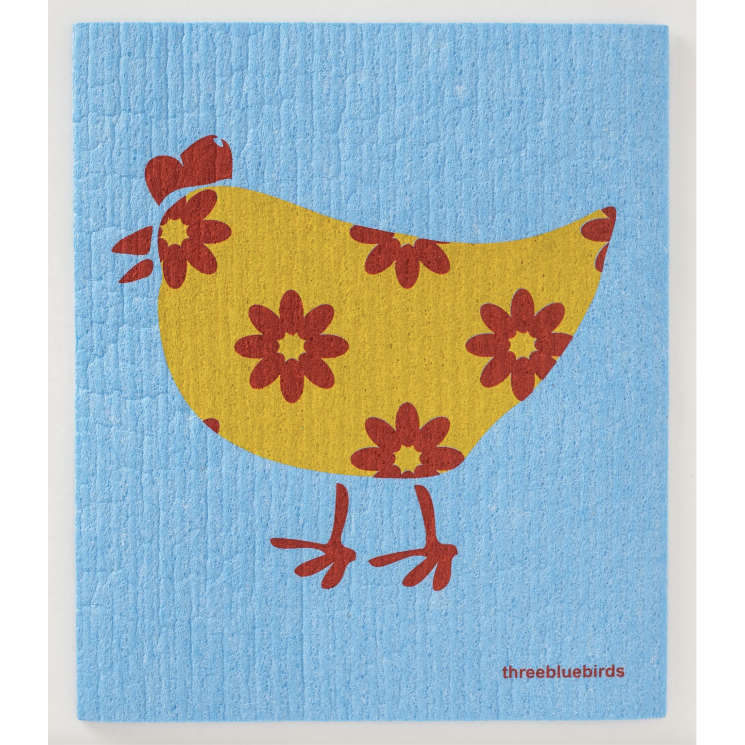 Swedish Dishcloth - Chicken on Blue Background