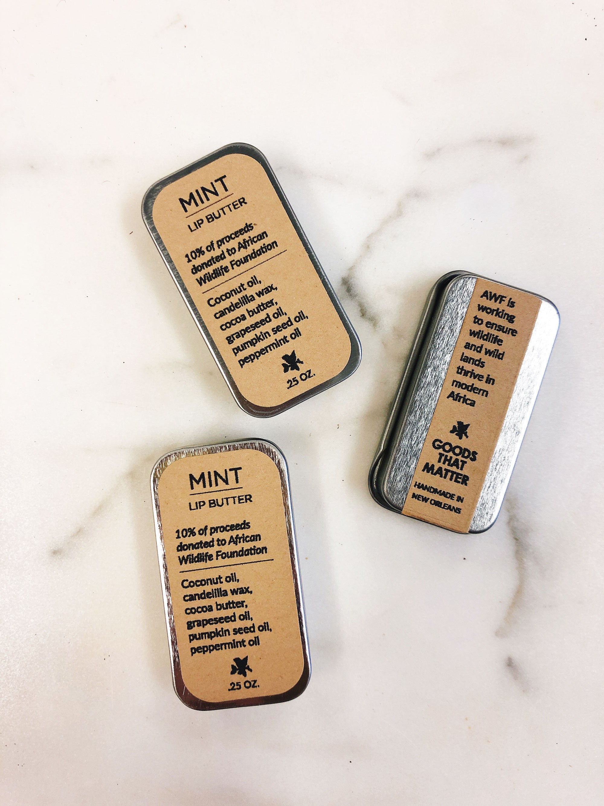 MINT Lip Butter - Vegan, gives to African Wildlife Foundation