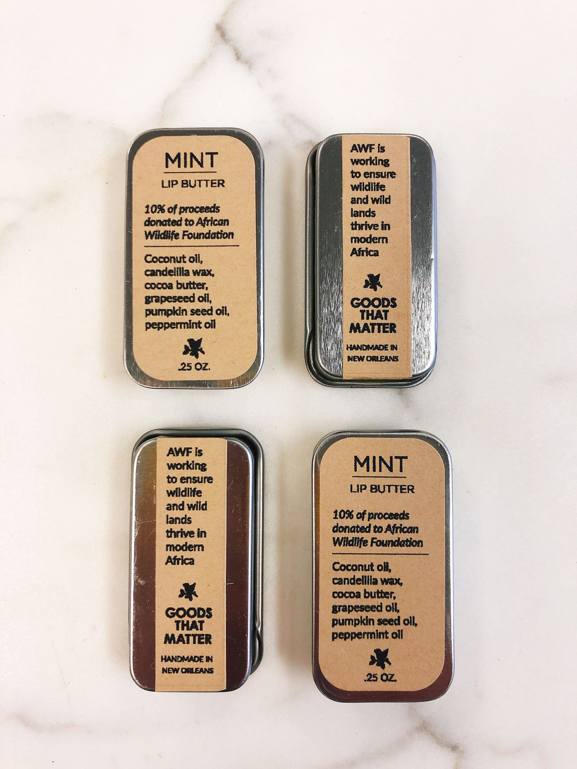 MINT Lip Butter - Vegan, gives to African Wildlife Foundation