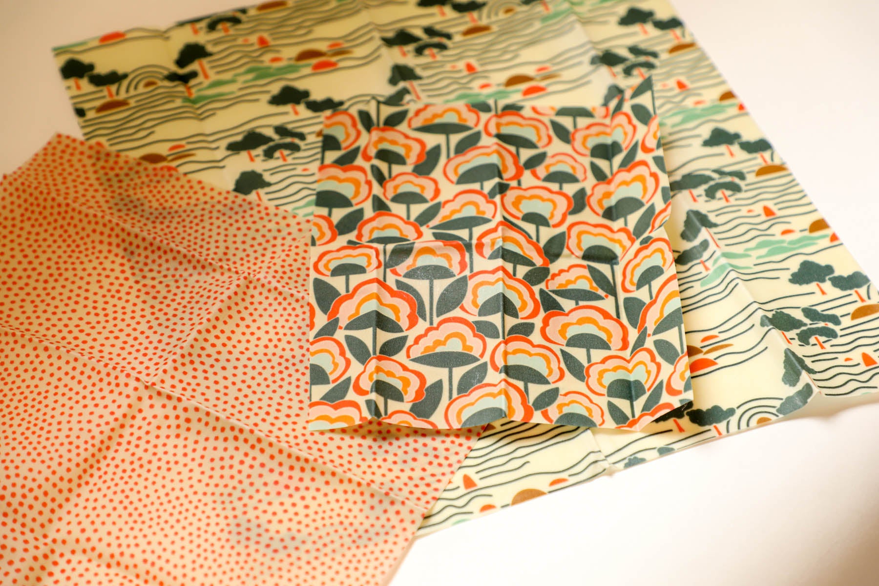 Beeswax Food Wraps - Let's Get Outside Set, Organic Cotton, gives to World Central Kitchen