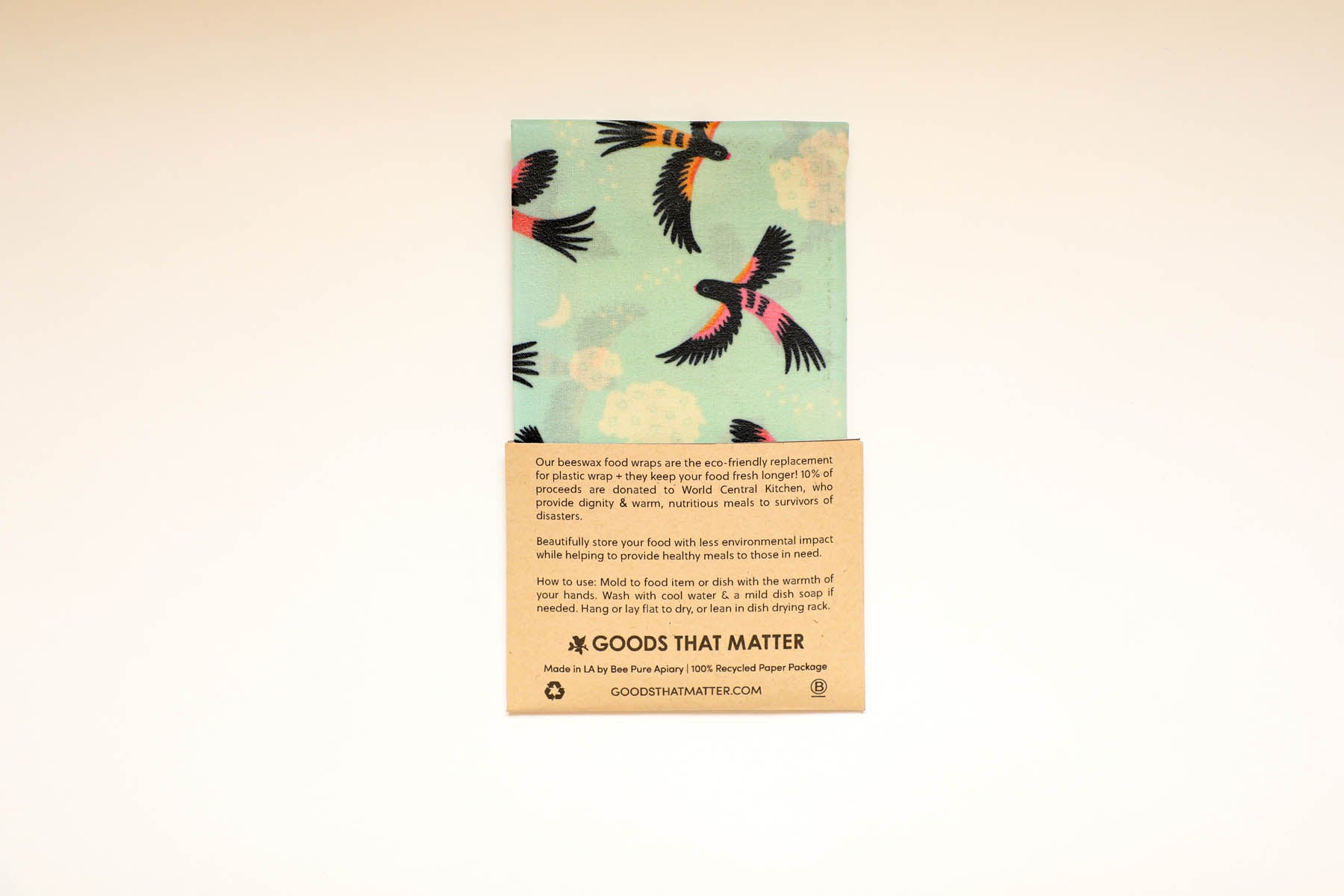 Beeswax Food Wraps - Songbirds & Cacti, Oh My Set, Organic Cotton, gives to World Central Kitchen