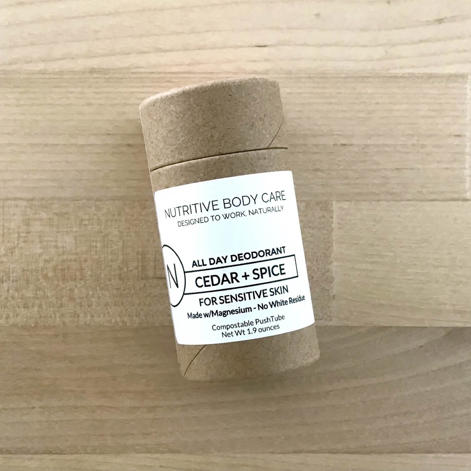 Cedar & Spice Scent - Sensitive Skin Deodorant, Compostable Tube