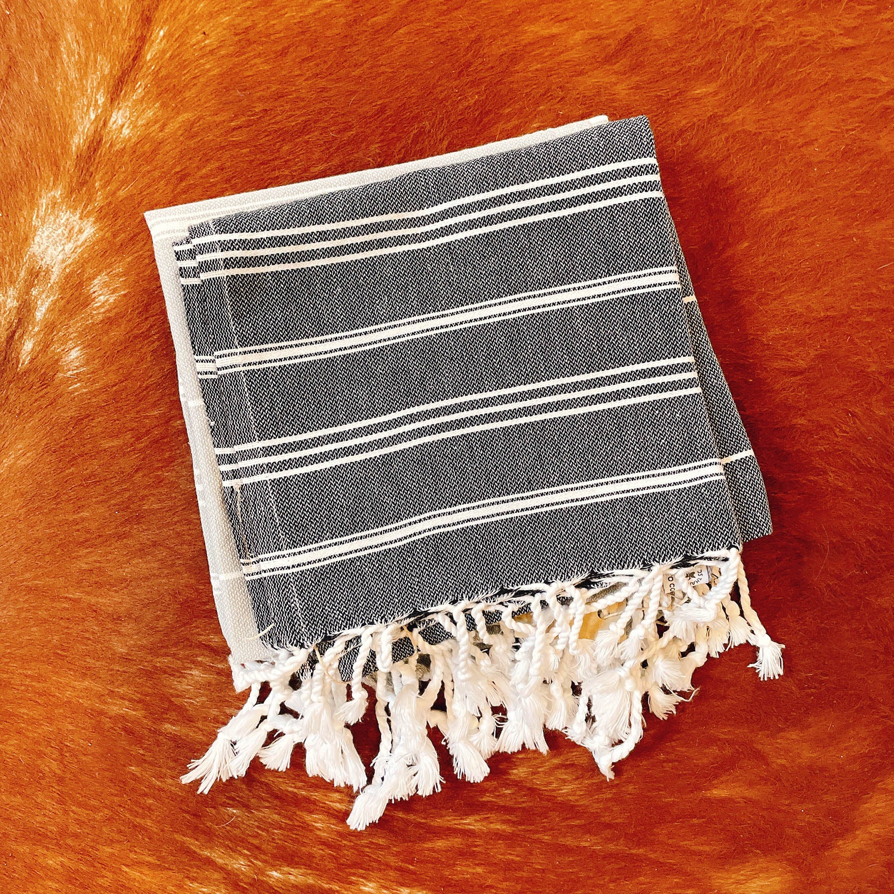 Turkish Towel, Blanket, Tablecloth in Deep Charcoal Stripe– Gather Goods Co.