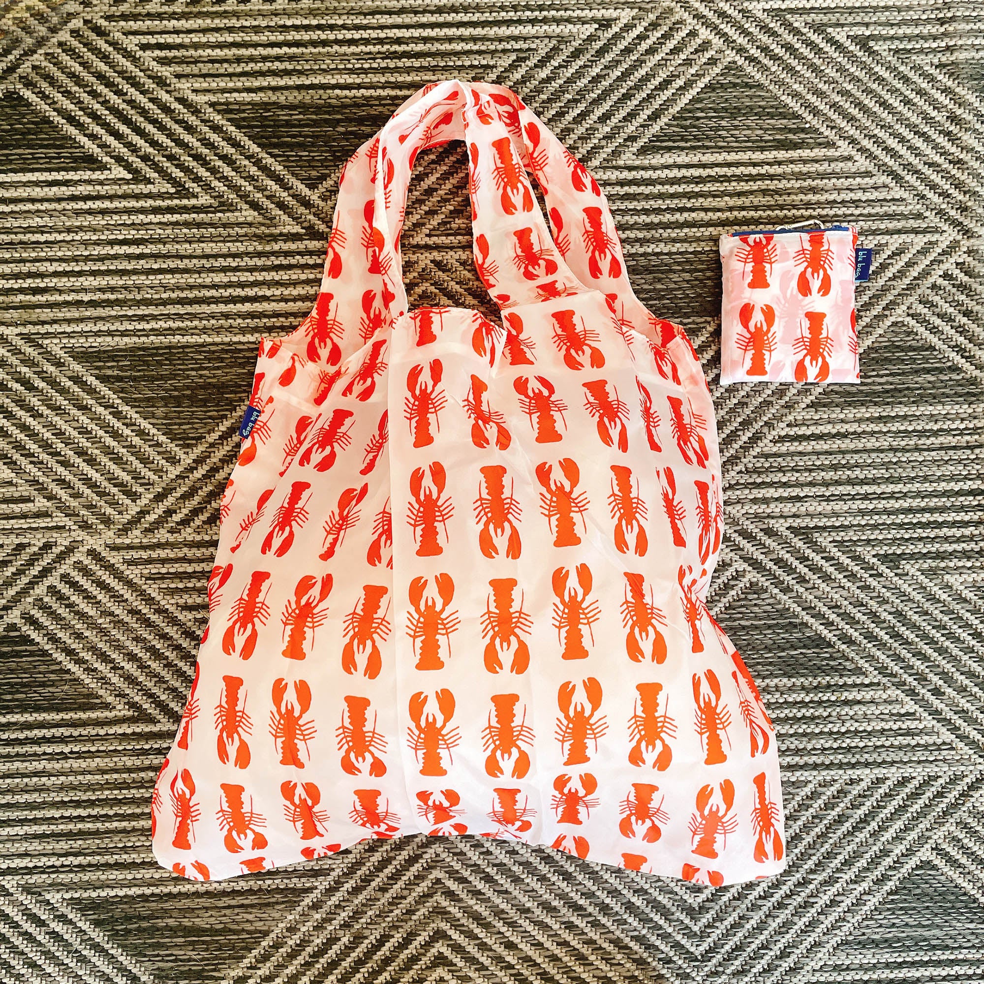 Reusable Shopping Bag - 19x24" Pocket Tote, Crawfish Design