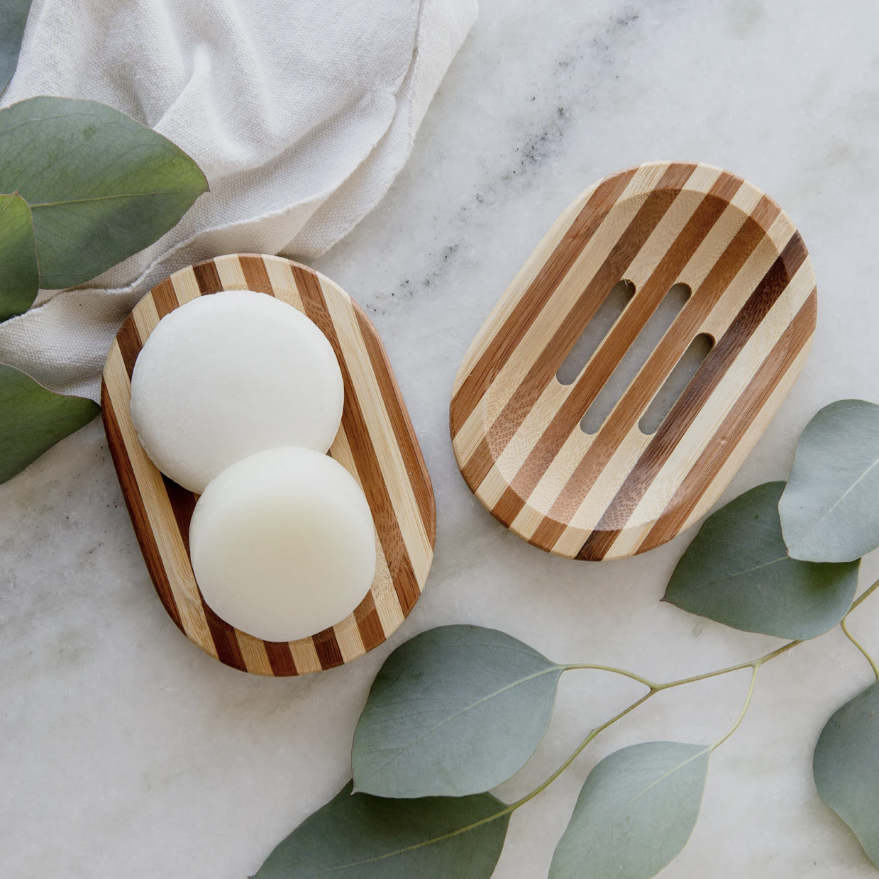 Zebra-stripe Bamboo Shampoo & Soap Bar Tray