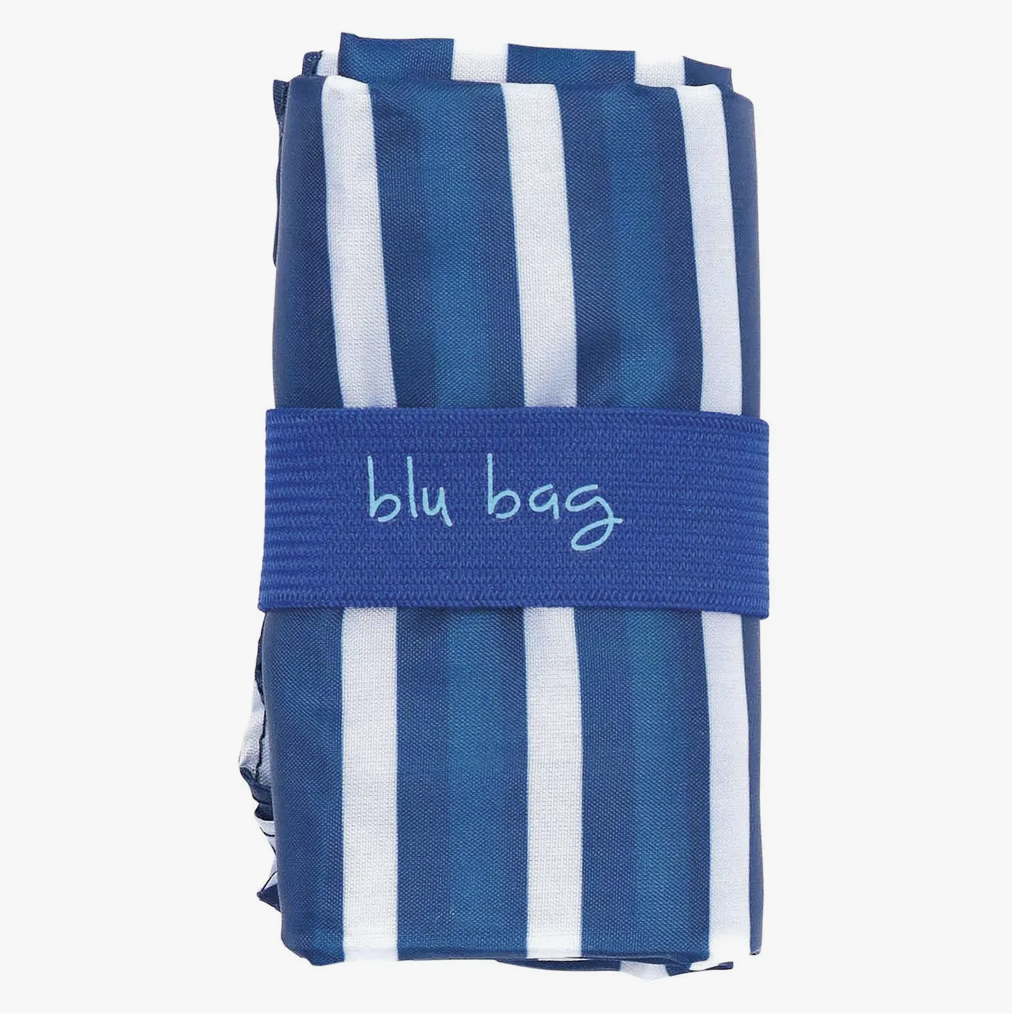 Reusable Shopping Bag - 19x24" Pocket Tote, Blue & White Stripe Design